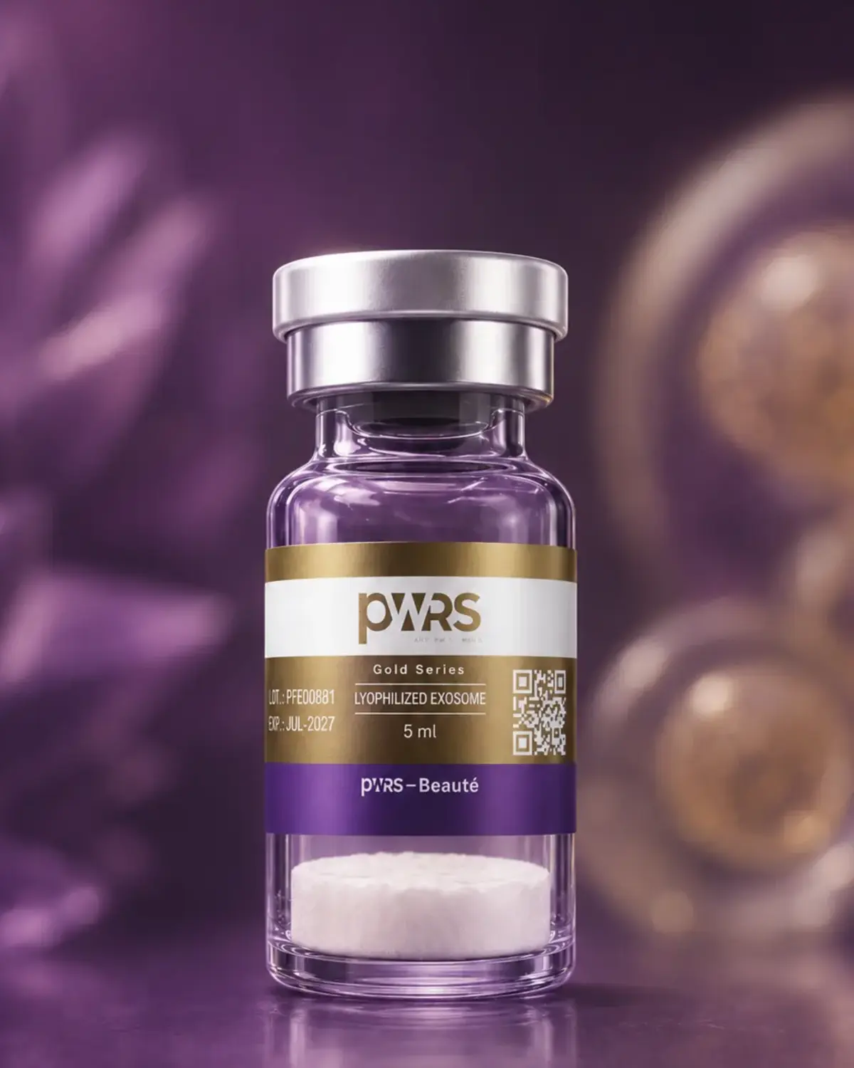 Lyophilized Exosome — Beauté — Gold Series · Powder · ~25 billion exosomes, Exosome · Lyophilized by PWRS